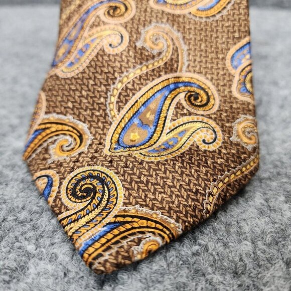 Robert Talbott Brown Gold Parisian Silk Necktie Designer Multicolor Paisley - Picture 2 of 9